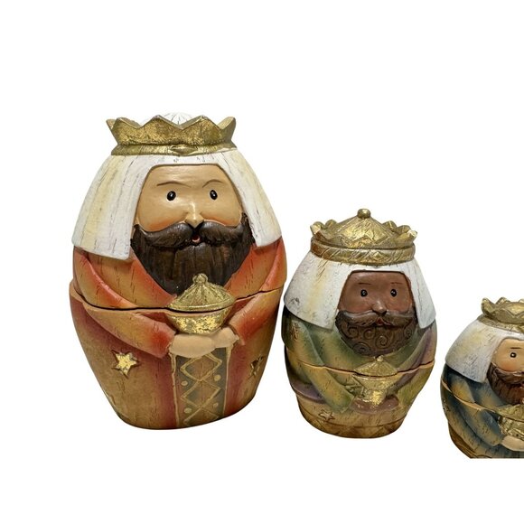 Nativity Scene Nesting Dolls Roman Inc Resin Three 3 Wisemen Vintage - Picture 3 of 10